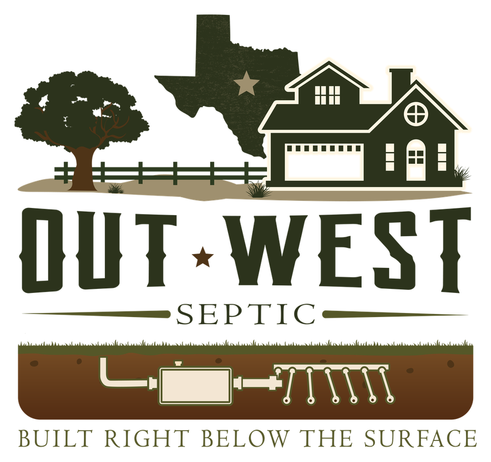 Out West Septic logo with the Built Right Below the Surface tagline